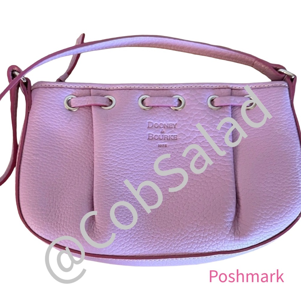 Dooney & Bourke Pink Baguette Pebble Leather Drawstring Shoulder Bag